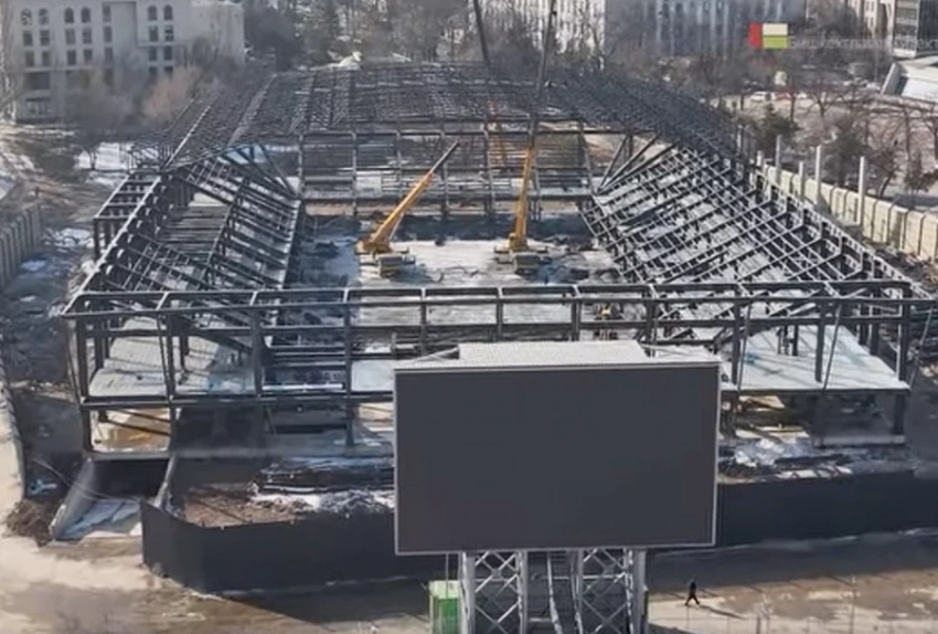 Строительство малой спортивной арены в Бишкеке завершено на 70% (видео)