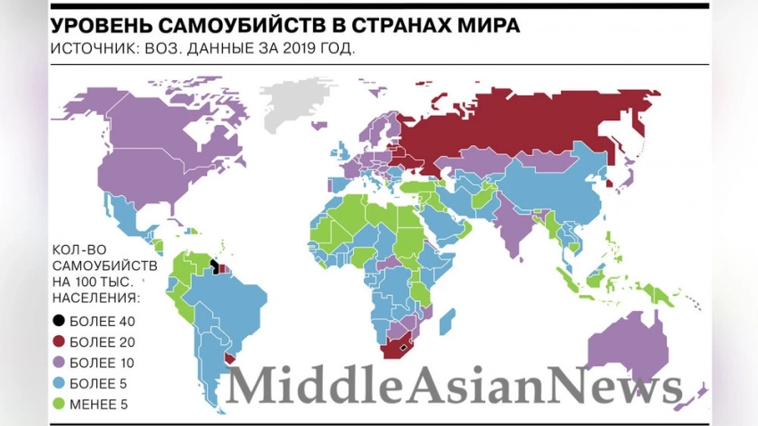 Россия лидирует в списке стран с самым высоким уровнем самоубийств среди мужчин, на втором месте — Монголия