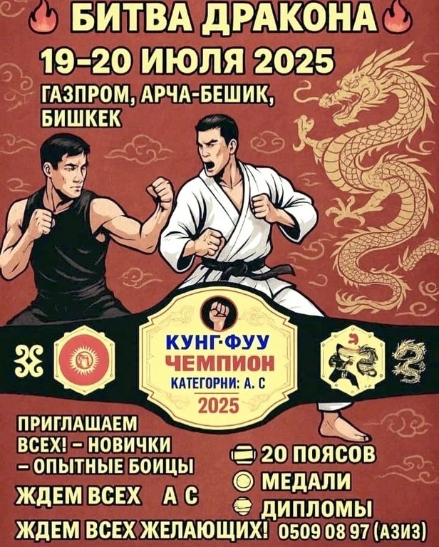 В Бишкеке пройдёт турнир по кунг-фу "Битва дракона"