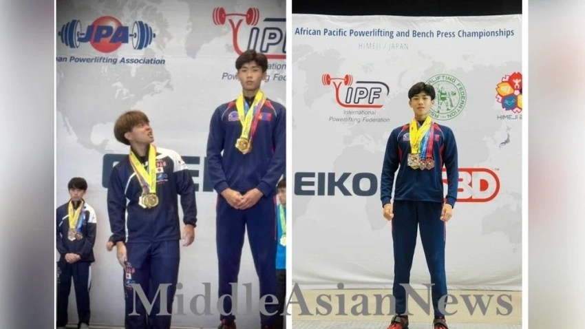 Выпускник 12 класса школы № 1 сомона Хэрлэн завоевал 4 медали на чемпионате Азии по пауэрлифтингу