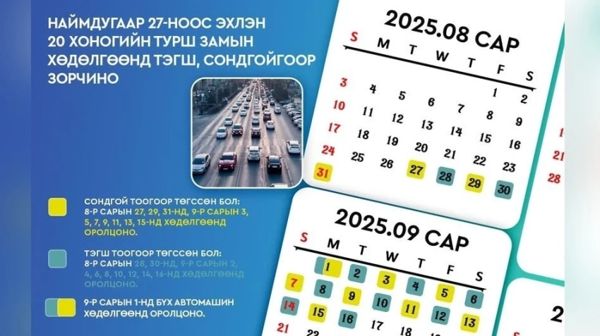 В Улан-Баторе завершилось ограничение движения по четно-нечетным дням