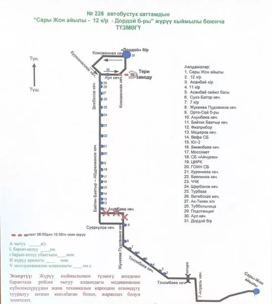 В Бишкеке временно изменены схемы движения автобусов № 1, № 243 и № 226