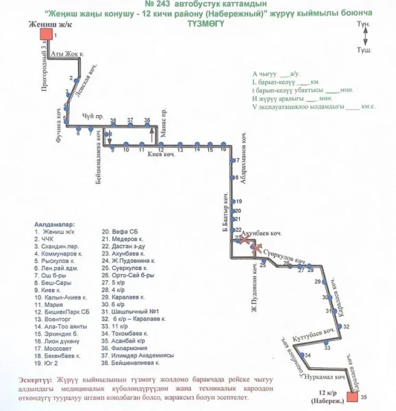 Временно изменены схемы движения автобусов № 1, № 243 и № 226 в Бишкеке