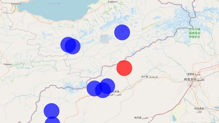 На кыргызско-китайской границе произошло землетрясение магнитудой 4