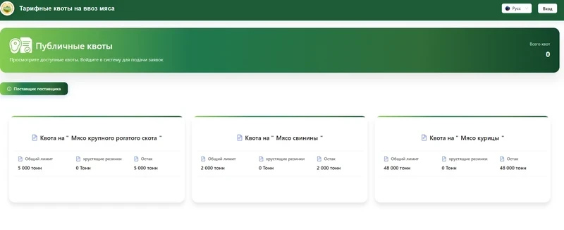 Минсельхоз запускает электронную систему распределения тарифных квот
