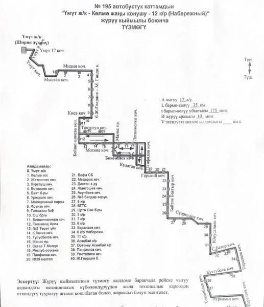 В Бишкеке изменили маршрут автобуса №195 (схема)
